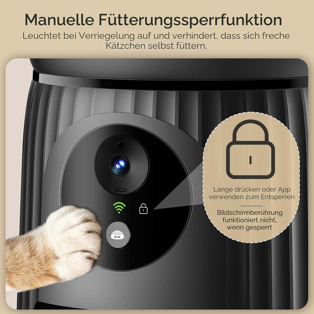 Faroro Futterautomat Katze mit WiFi, 1080P HD Video Katzenfutter Automat mit Nachtsicht, 4L Futtersp