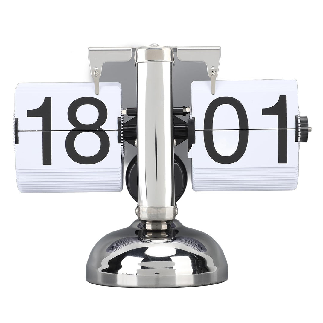 TOPINCN Retro-Stil Klapp-Schreibtisch-Regaluhr, 304 Edelstahl-Klappuhr, Grosse Zahl, Batteriebetrieb