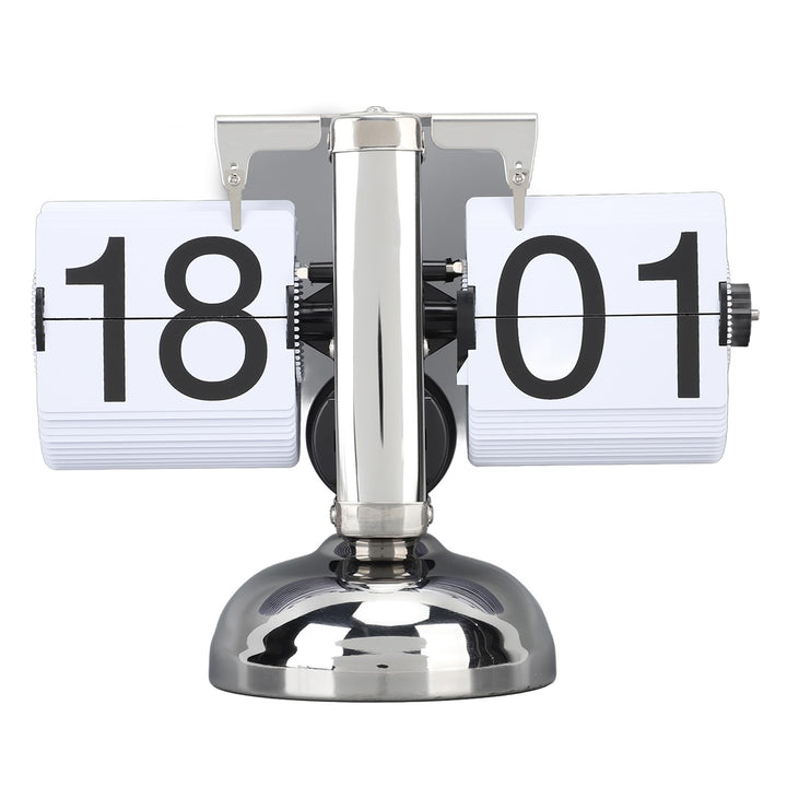TOPINCN Retro-Stil Klapp-Schreibtisch-Regaluhr, 304 Edelstahl-Klappuhr, Grosse Zahl, Batteriebetrieb