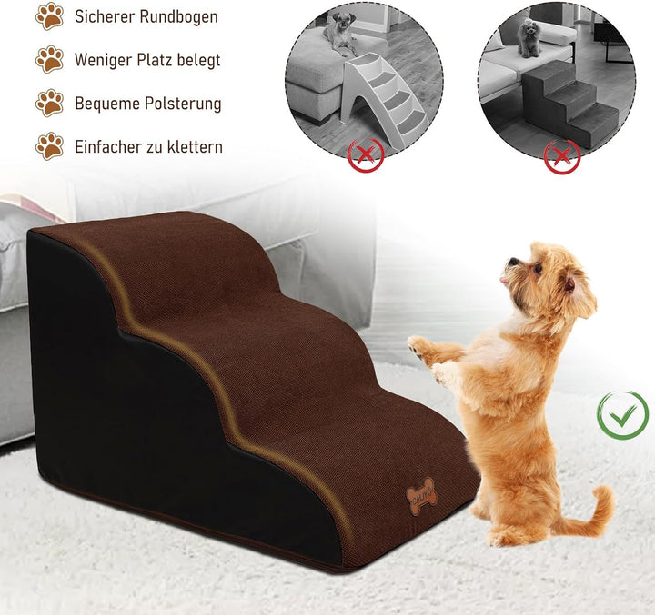 CALIYO Hundetreppe 3 Stufen, Hundetreppe für Kleine Hunde, Katzentreppe 40 cm hoch, Haustiertreppe m