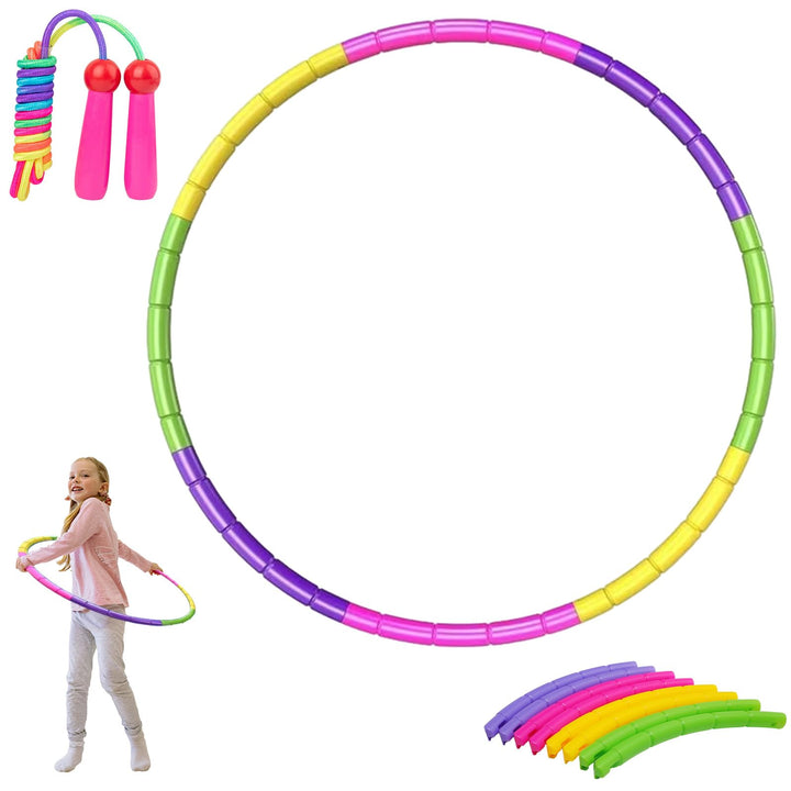 Hula Hoop Springseil Set für Kinder Ab 4 Jahren, Zusammengebauter Reifen Mit 8 Teilen, 70cm Durchmes