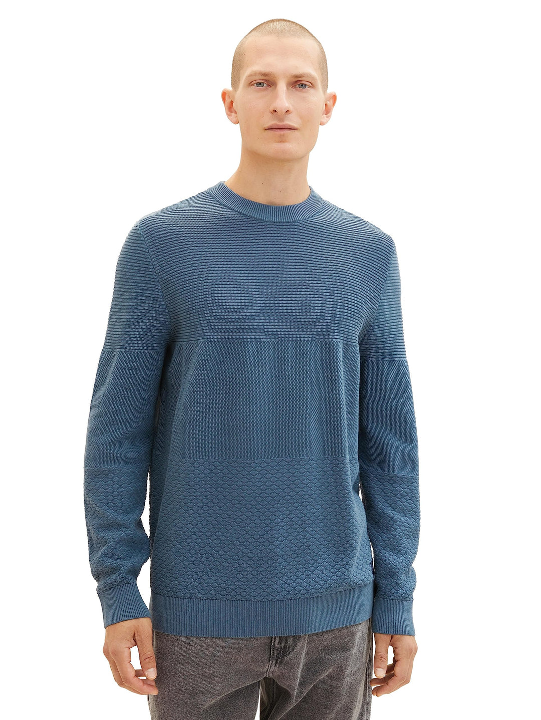 TOM TAILOR Herren Crewneck Strickpullover aus Baumwolle M 32506 - Dusty Dark Teal, M 32506 - Dusty D