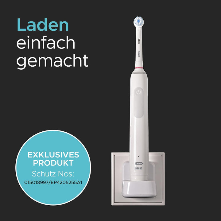 ProofVision Elektrisches Zahnbürsten-Wandladegerät für EU-Steckdose für Oral-B/Braun Modellen (ausse