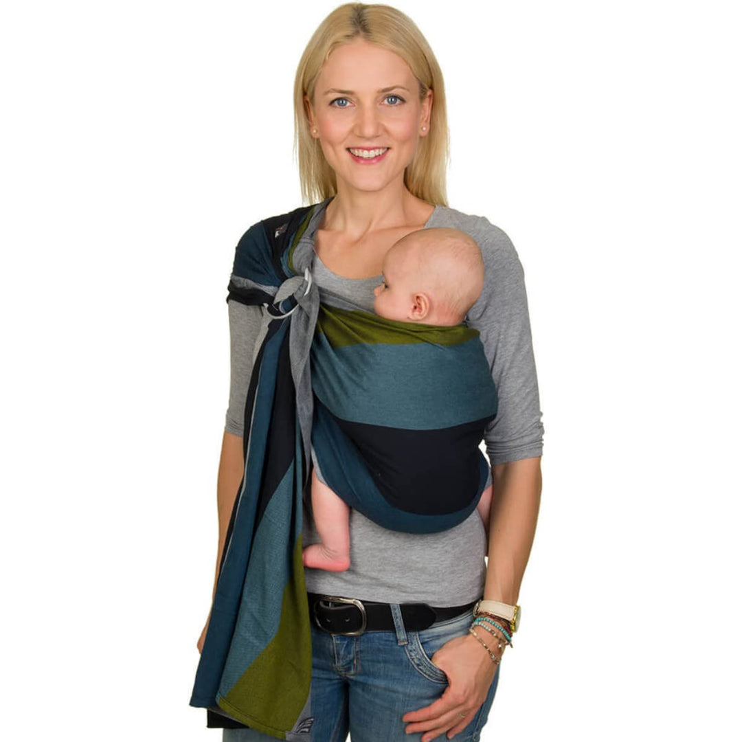 Hoppediz Ring-Sling, Baby-Tragetuch ab Geburt, 100 % schadstoffgeprüfte Baumwolle, Design Aberdeen,
