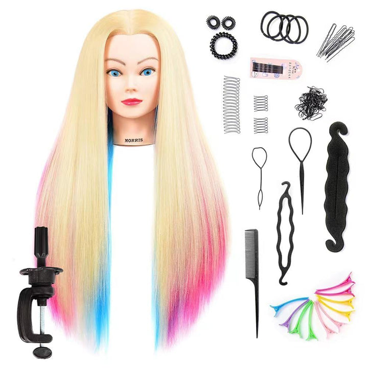 Mannequinkopf aus Kunstfaser, 66–71,1 cm lang, für Friseurtraining, mit Klemme (Kopf-613), Kopf-613