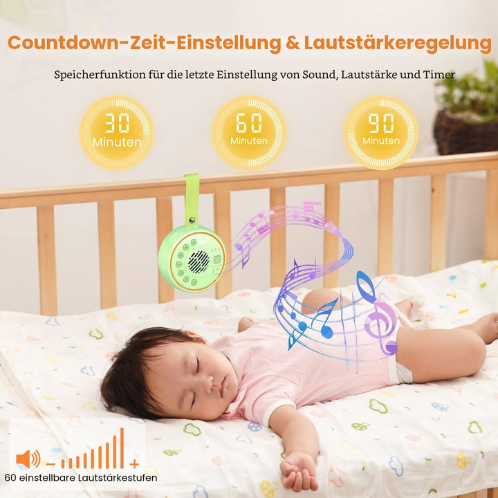 Lemnoi White Noise Machine Tragbare Einschlafhilfe Babys Geräuschmaschine weisses rauschen mit 22 be