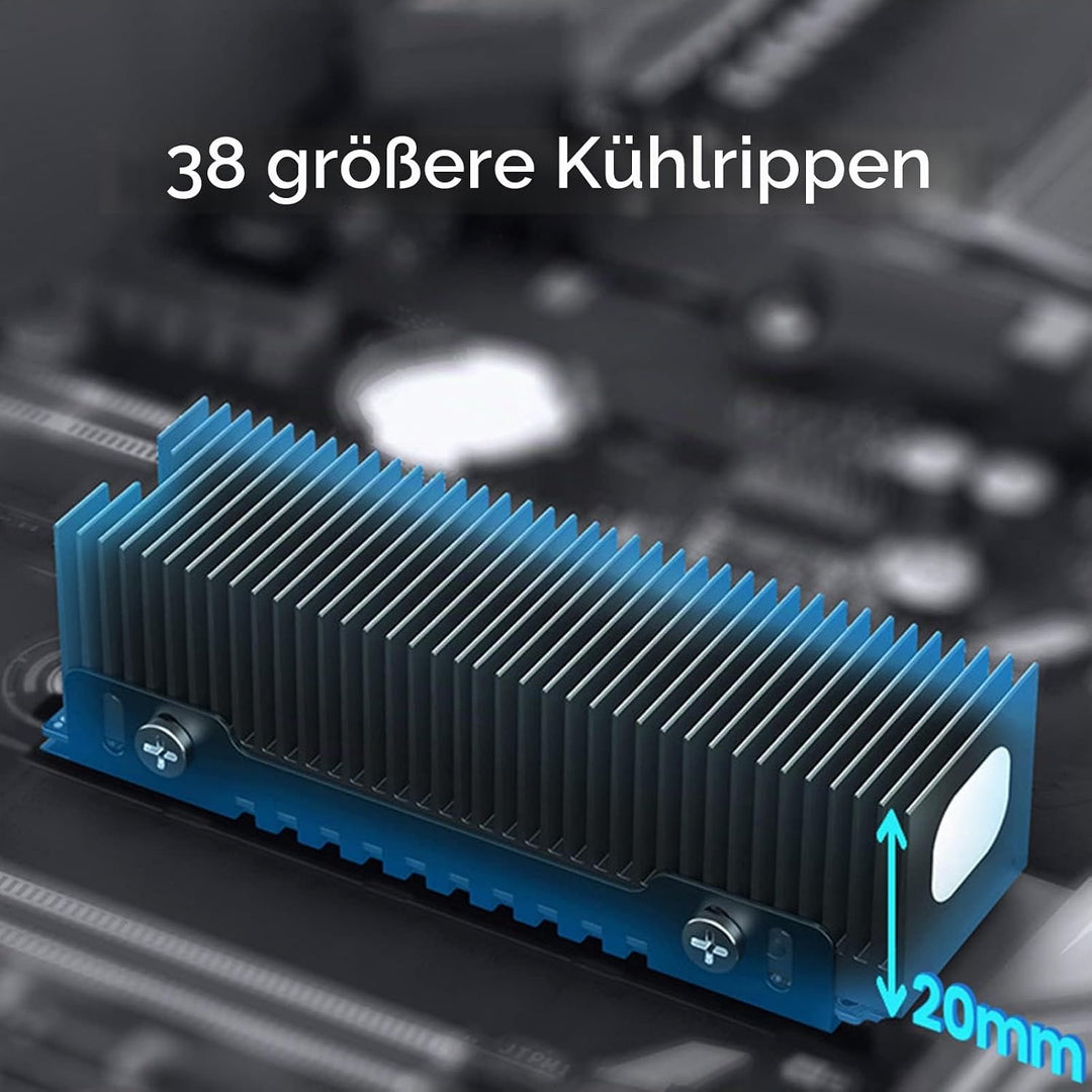 M.2 SSD Kühler, 38 Kühlrippen M.2 2280 SSD Kühlkörper mit Wärmeleitpad für PS5 PC M.2 PCIE NVMe SSD