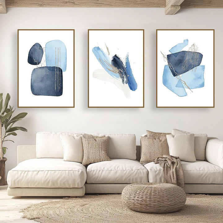 KAIDAARTLH Abstrakt Leinwand Poster 3er Set, Moderne Geometrie Formen Leinwand Bilder Wohnzimmer Sch