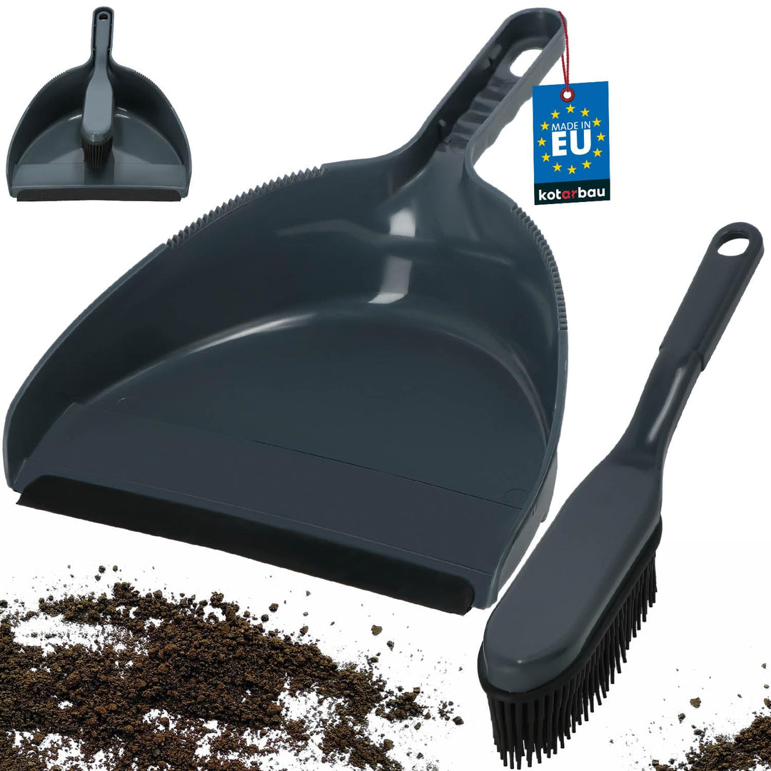 KOTARBAU® Handkehrset Handfeger mit Gummiborsten + Kehrschaufel mit Gummilippe für Schmutz Staub Fel
