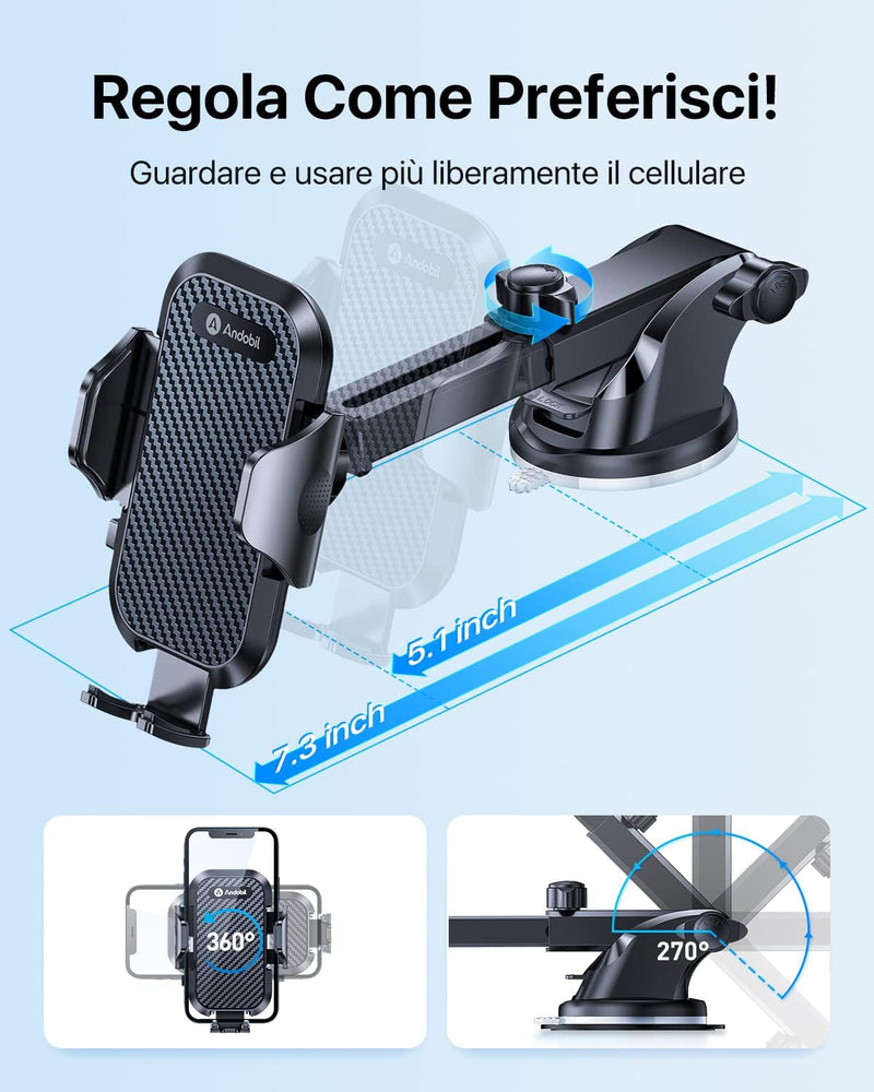 andobil Handyhalterung fürs Auto, [3-in-1][stabiler], Handyhalterung mit Clip und Saugnapf, 360 ° dr