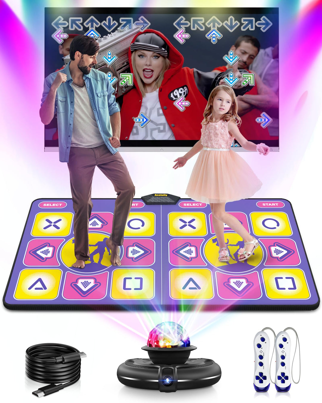 Elektronische Doppel-Tanzmatte für TV Mit Kamera, rutschfeste Tanzspielzeug für Kinder Erwachsene, G