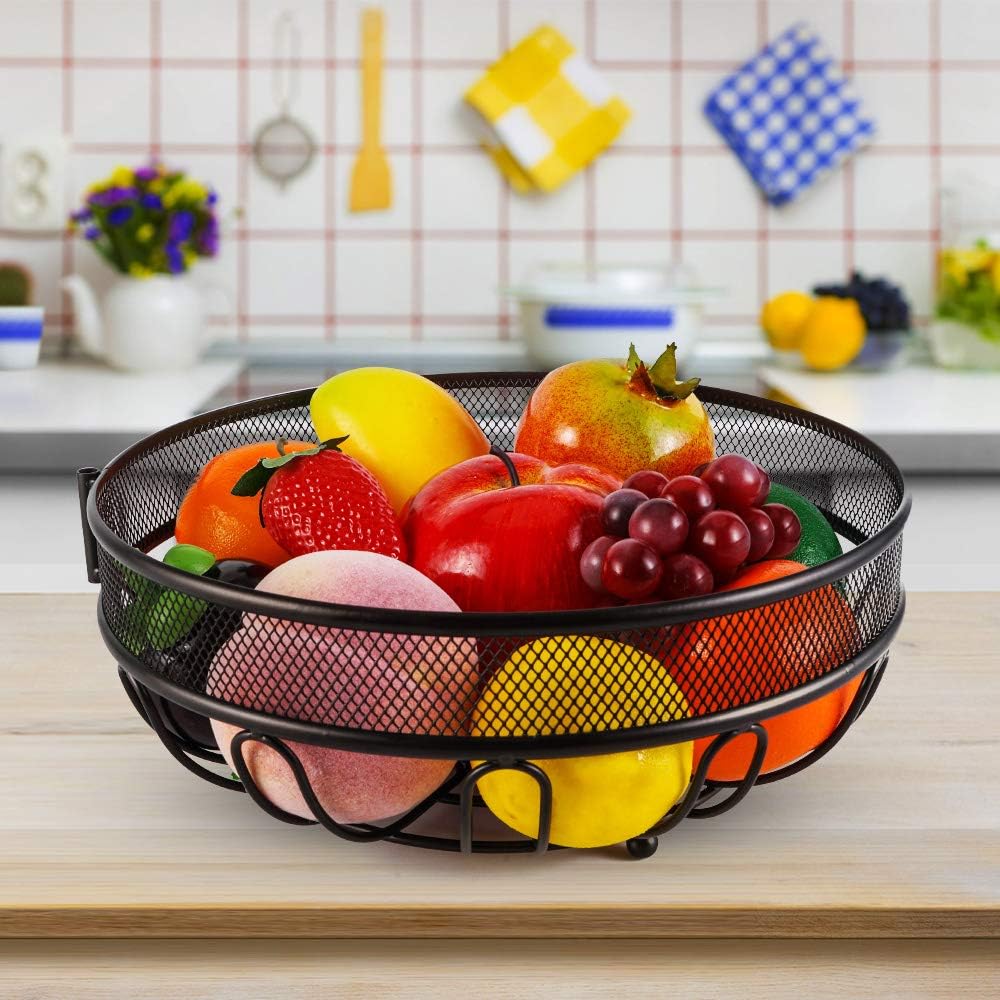 Obstkorb mit Bananenhalter, Obstschale, Gemüsekorb aus Metall, stehend, tägliche Küchenaufbewahrung,