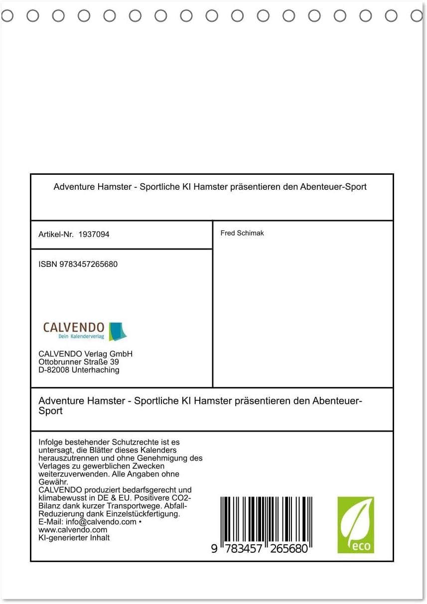 Adventure Hamster - Sportliche KI Hamster präsentieren den Abenteuer-Sport (Tischkalender 2026 DIN A
