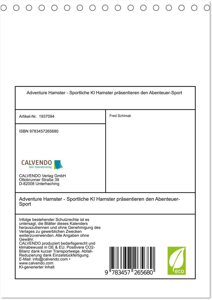 Adventure Hamster - Sportliche KI Hamster präsentieren den Abenteuer-Sport (Tischkalender 2026 DIN A