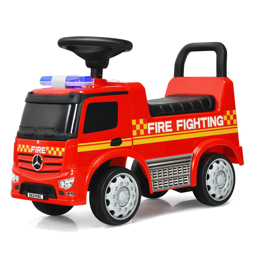 SOARS Mercedes-Benz Rutschauto, Feuerwehrauto mit Warnleuchte, Hupe & Musik, Rutschfahrzeug mit vers