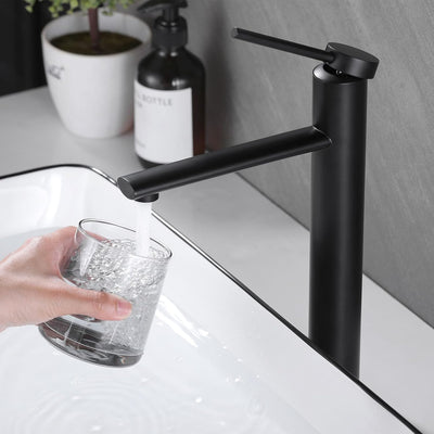 PHASAT Wasserhahn Bad Hoch Aufsatzwaschbecken Armatur, Mischbatterie Einhebelmischer Waschbecken Arm