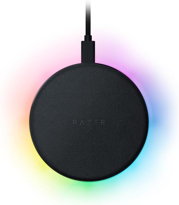 Razer Charging Pad Chroma – Kabelloses Schnellladegerät (10 W, Wireless Ladestation mit RGB-Beleucht