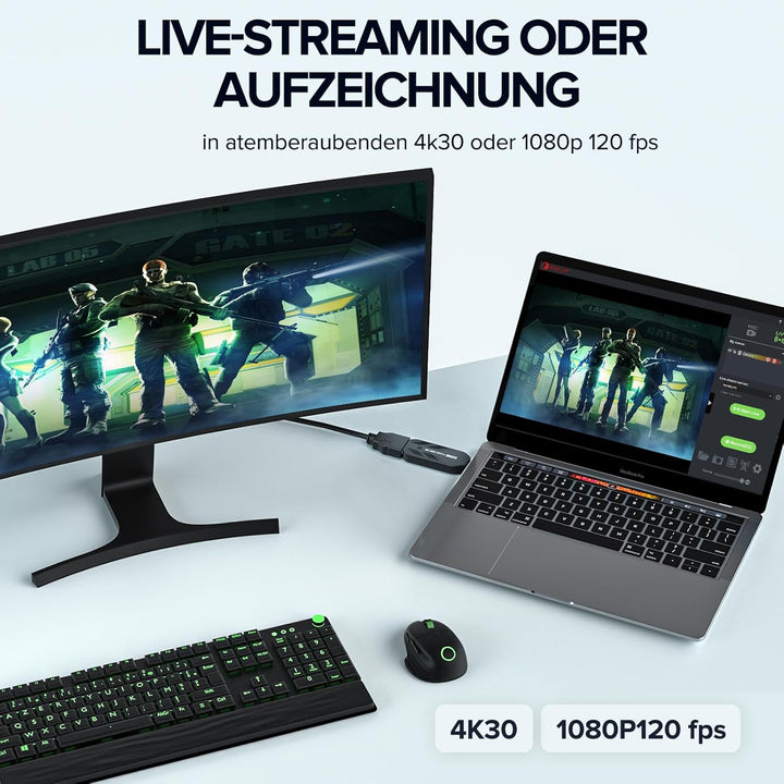 Cam Link 4K, externe Kamera Capture Card, 4K30/1080p120 für Streaming und Aufnahme über DSLR, Camcor