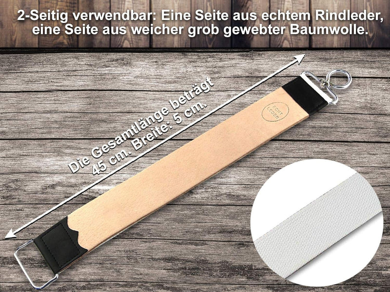 Rasiermesser Set mit Paste aus Solingen und Profi Streichriemen und Holzgriff Rasiermesser 5/8 Zoll