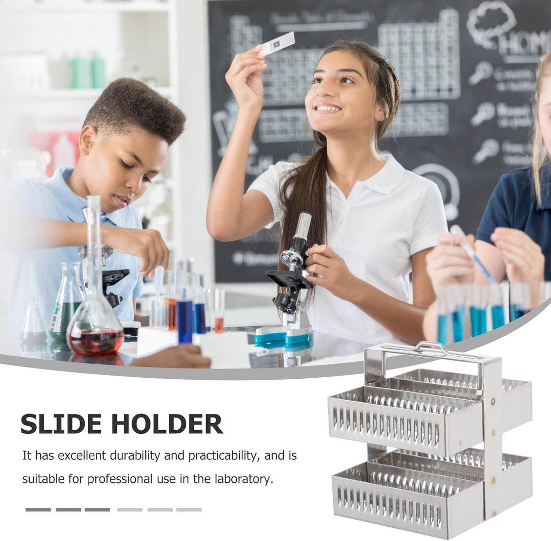 Edelstahl Färbegestell Für Mikroskop Objektträger 30 Positionen Tragbares Und Stabiles Glaschieber H