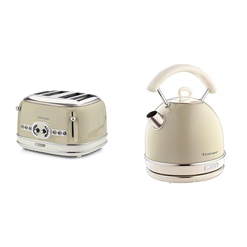 Ariete,156 Toaster im Vintage-Design für 4 Scheiben, 1600 W, 6 Toaststufen, aus lackiertem Edelstahl