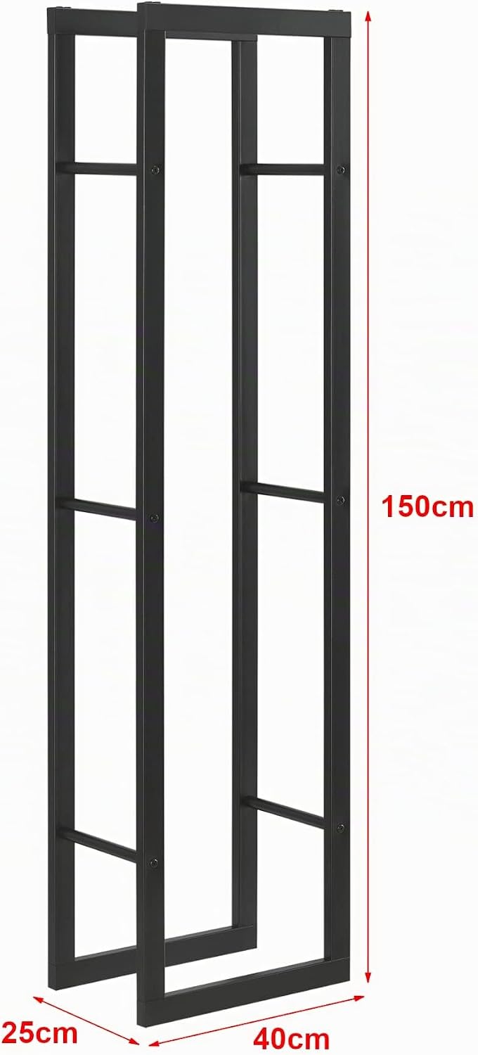 [en.casa] Kaminholzregal Täby Brennholzregal innen aussen Metall 40 x 25 x 150 cm Holzunterstand Sta