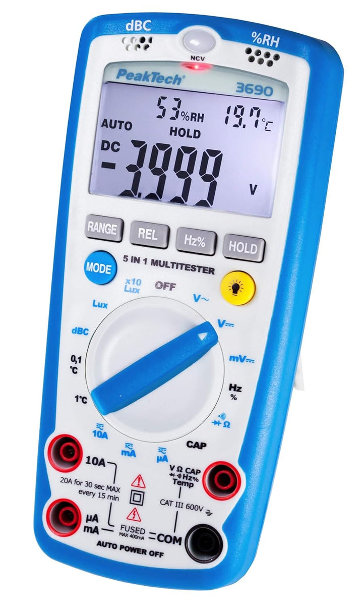 PeakTech 3690 – Digitales 5-in-1 Multimeter & Peak Tech P 8200 – Messzubehör Set für Digital Multime