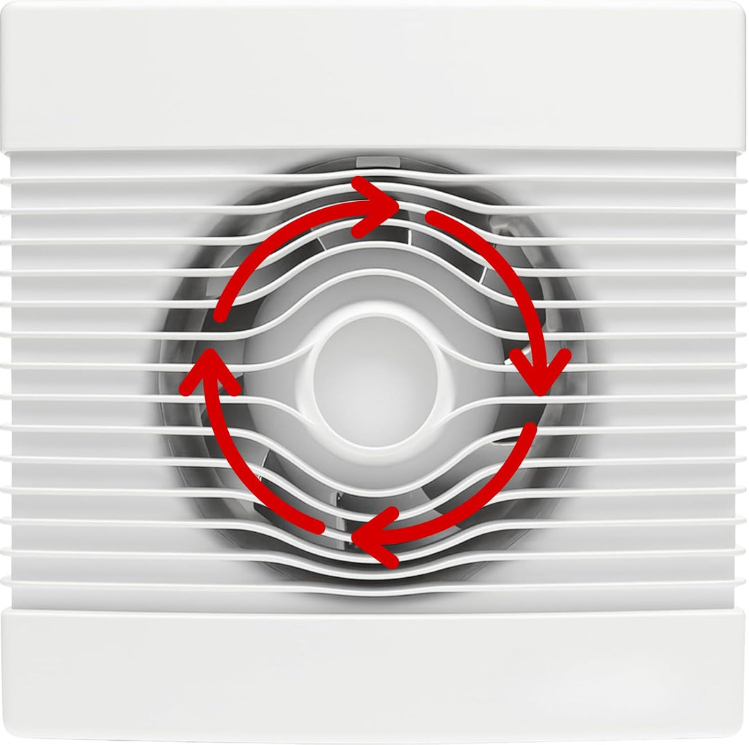 MKK Wohnraumventilator 100mm Wandmontage Lüfter Leise Badlüfter Weiss (Nachlauf), Nachlauf