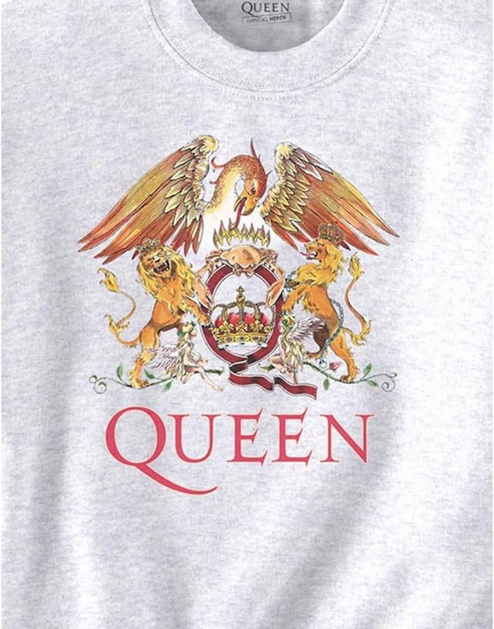 Rocks-off Queen Sweatshirt Classic Crest Band Logo Nue offiziell Weiss Unisex