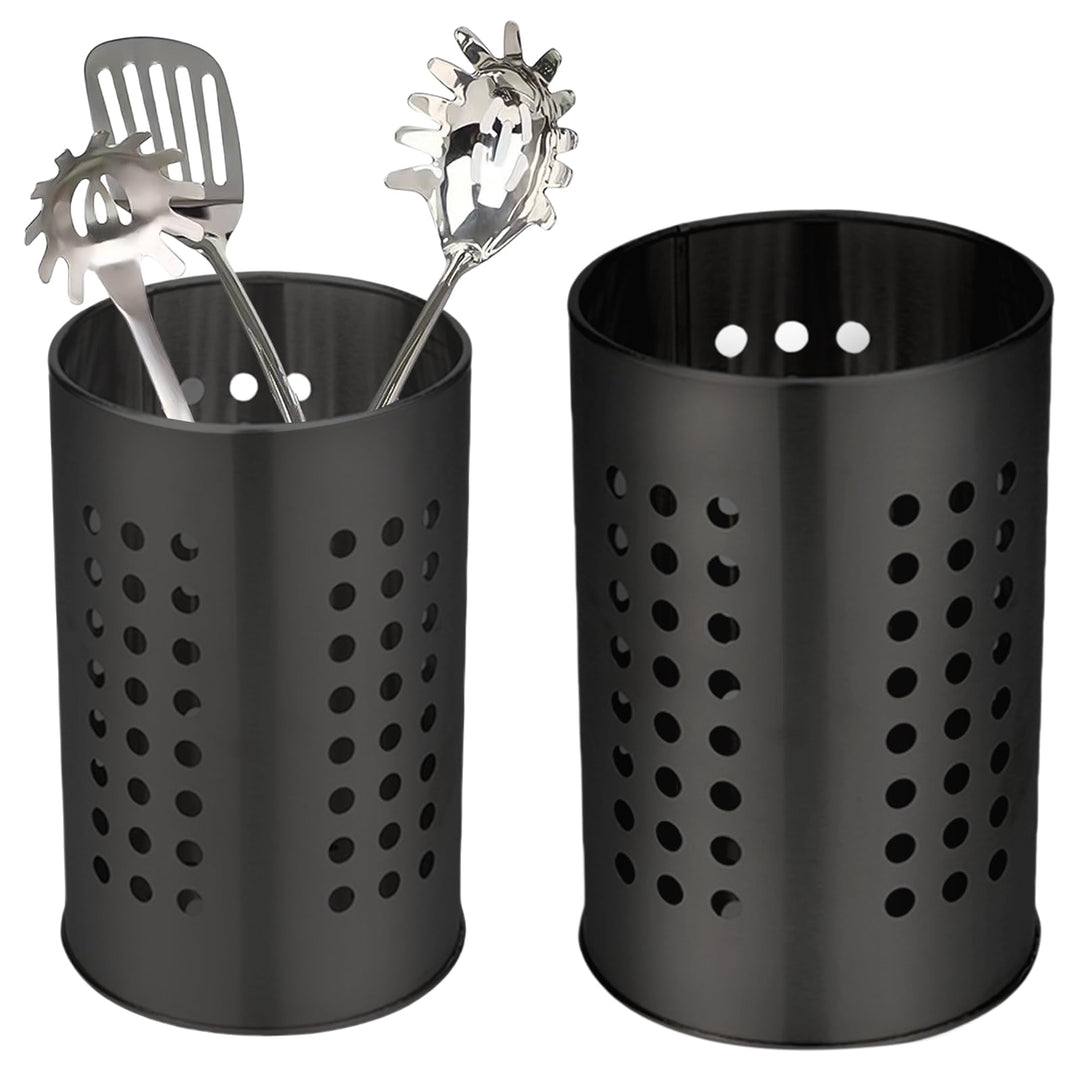 2 Stück Edelstahl Küchenutensilienhalter: Utensilienhalter Küche, Besteckkorb Tisch, Besteckabtropfk