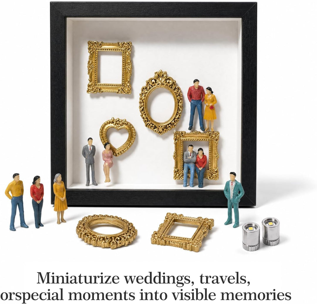 DIY Mini Museum Silhouette Box, Foto Erinnerungsanzeige Set, Fotospeicher Bilderrahmens mit 8 Mini G