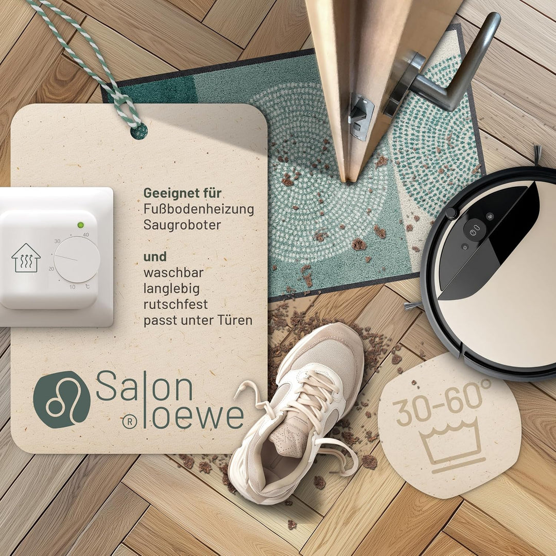 Salonloewe Nestor sage-beige Fussmatte waschbar 050 x 075 cm Fussabtreter Eingangs-Matte Schmutzfang