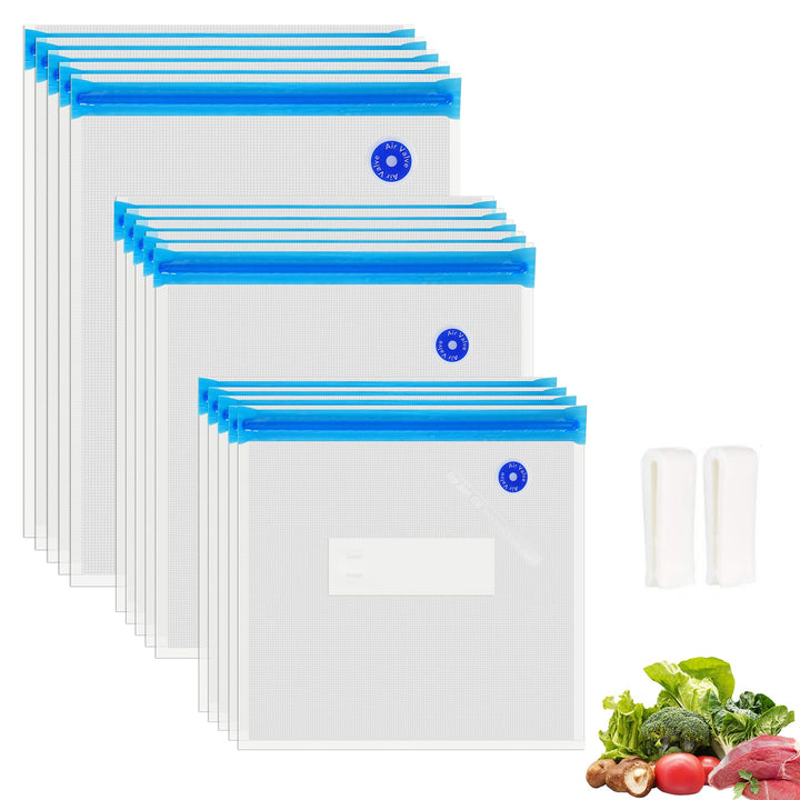 O2frepak 15 wiederverwendbare BPA-freie Sous Vide Vakuumierbeutel in verschiedenen Grössen, passend