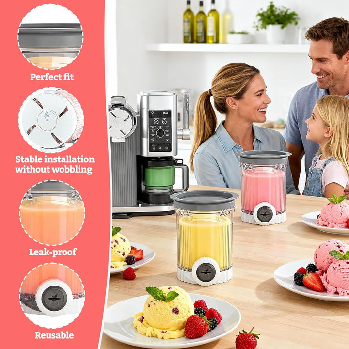 2 Stück Creami Behälter Kompatibel mit Ninja NC700 NC701EU Serie, 480 ml Eiscreme Behälte Eismaschin