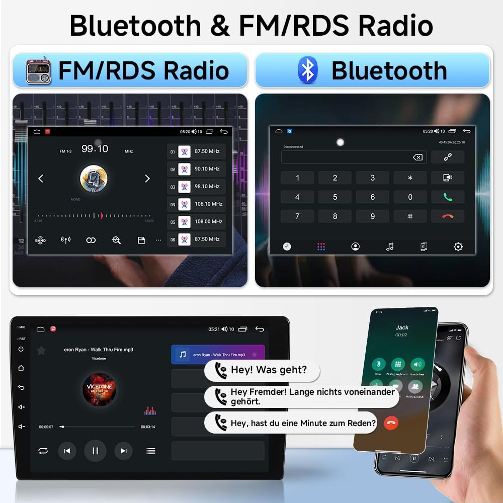 4+64GB Autoradio 9 Zoll Android 15 für Jeep Renegade 2014-2019, Octa-Core Auto Radio Bluetooth mit N