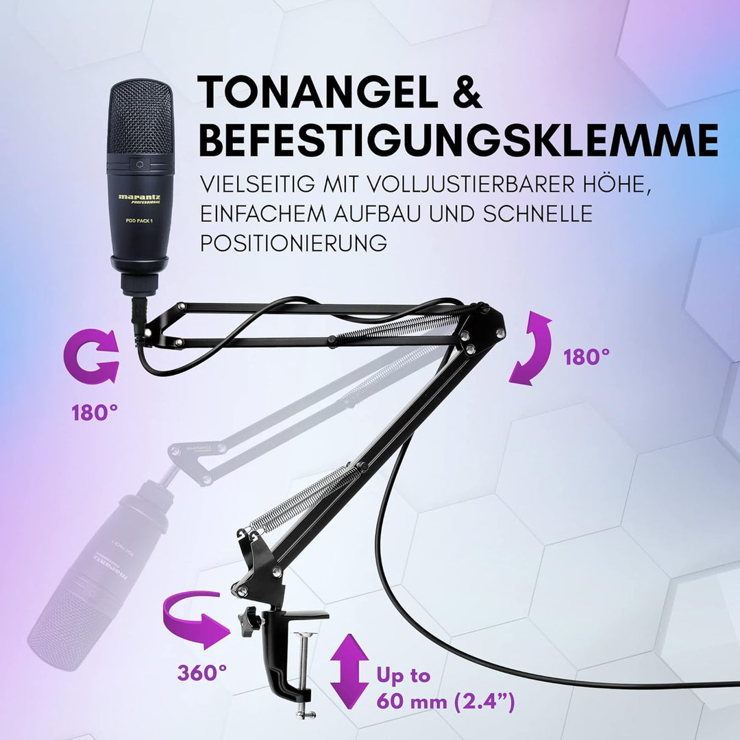 Marantz Professional Pod Pack 1 - USB Kondensator Mikrofon Kit für Gaming, Streaming und Podcasting
