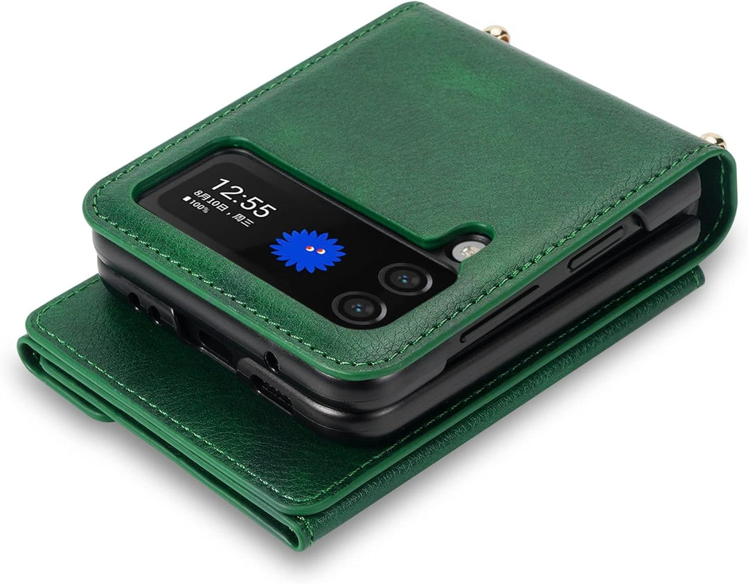UDBKKDX Handyhülle für Samsung Galaxy Z Flip 4, Schutzhülle Mattes Leder mit Standfunktion hülle Kam