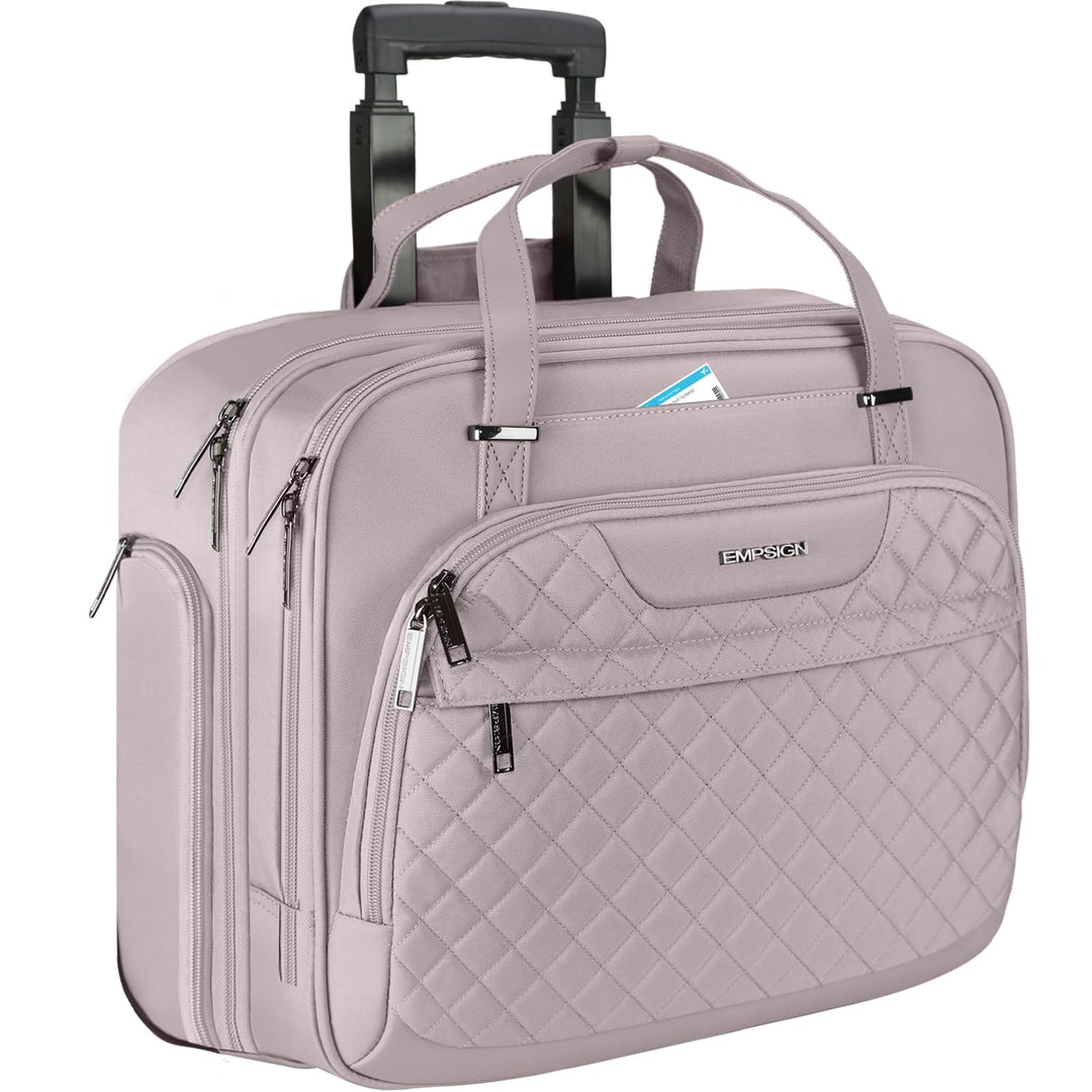 EMPSIGN Trolley Business Rolling Laptop mit Rädern, Rolling Laptoptasche für Frauen passt bis zu 15.