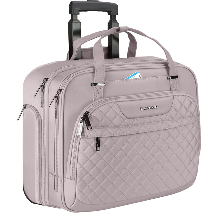 EMPSIGN Trolley Business Rolling Laptop mit Rädern, Rolling Laptoptasche für Frauen passt bis zu 15.