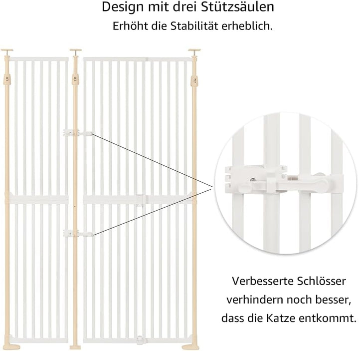 unipaws 190cm extra hohes Haustiertor, verstellbares Katzentor mit engem Spalt, ausziehbar 190–250cm
