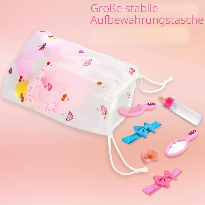 BNUZEIYI Babyzubehör – Fütterungs- und Pflegeset mit Flaschen, Windel, Wickelunterlage, Kleidung für
