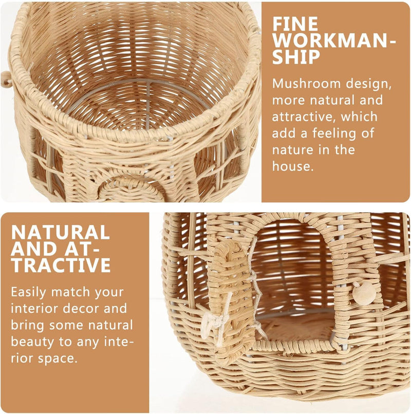 Zerodeko 1stk Pilzkorb Aus Rattan Geflochtener Korb Rattan Dekorativer Mülleimer Geflochtener Korb A