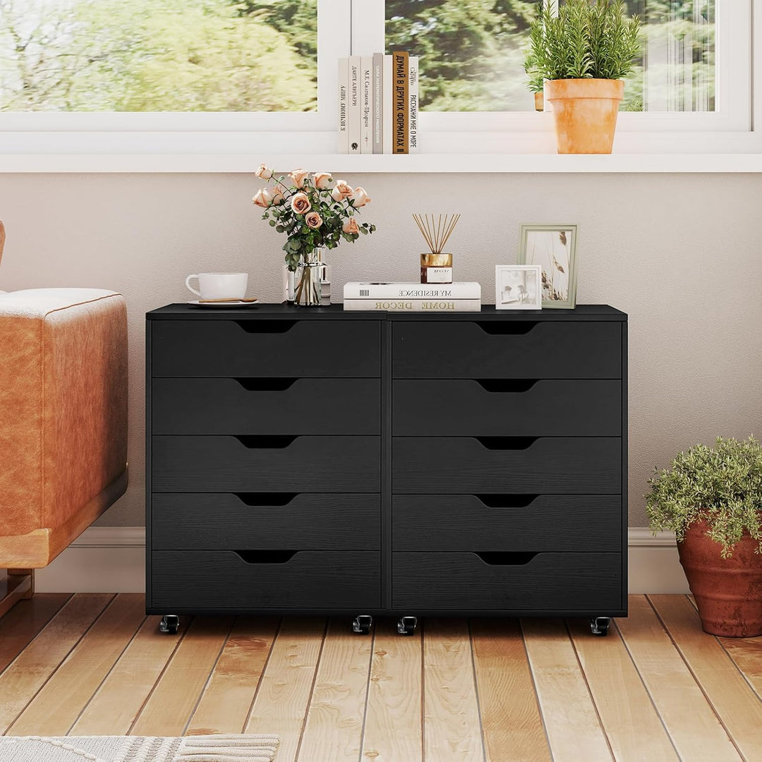 GIANTEX Aktenschrank auf Rollen, Rollcontainer mit Schubladen, mobiler Druckerständer für Home-Offic