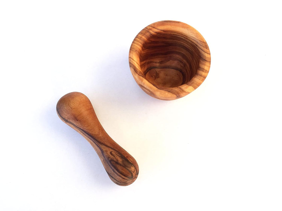 Mini Mörser mit Stössel, Küchenmörser, Gewürzmörser, handgemacht aus Olivenholz