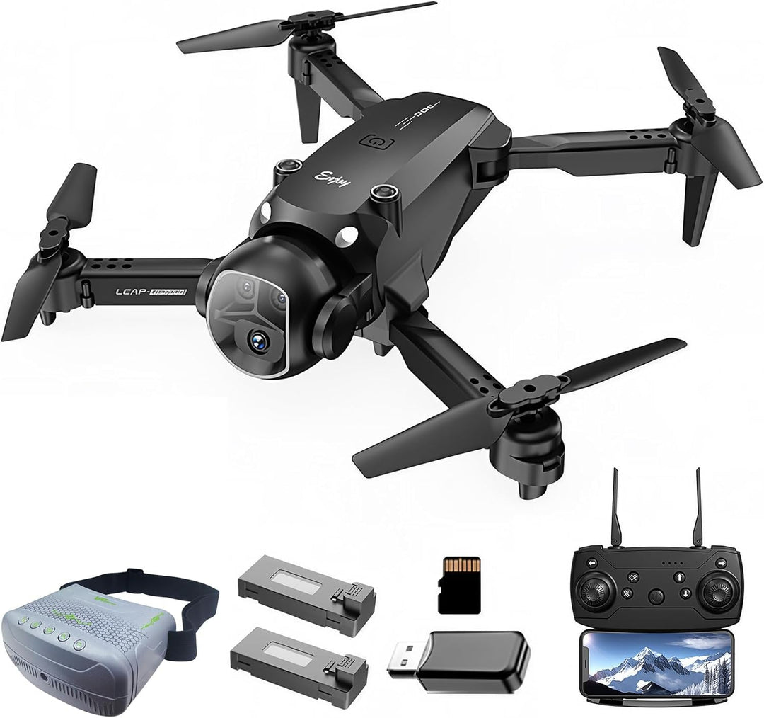 OBEST Drohne mit Kamera und VR Brille Faltbare Mini FPV Drone | Dual Kamera 2 Akkus, Start/Landung p