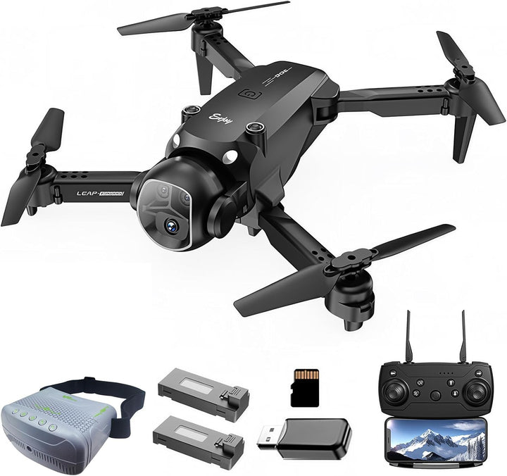 OBEST Drohne mit Kamera und VR Brille Faltbare Mini FPV Drone | Dual Kamera 2 Akkus, Start/Landung p