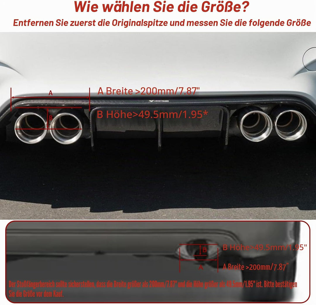 Krtopo 63mm Doppelschalldämpfer Spitze Carbon Auto Auspuffrohr Heckspitze Heckspitze Einlass 2,5" Au