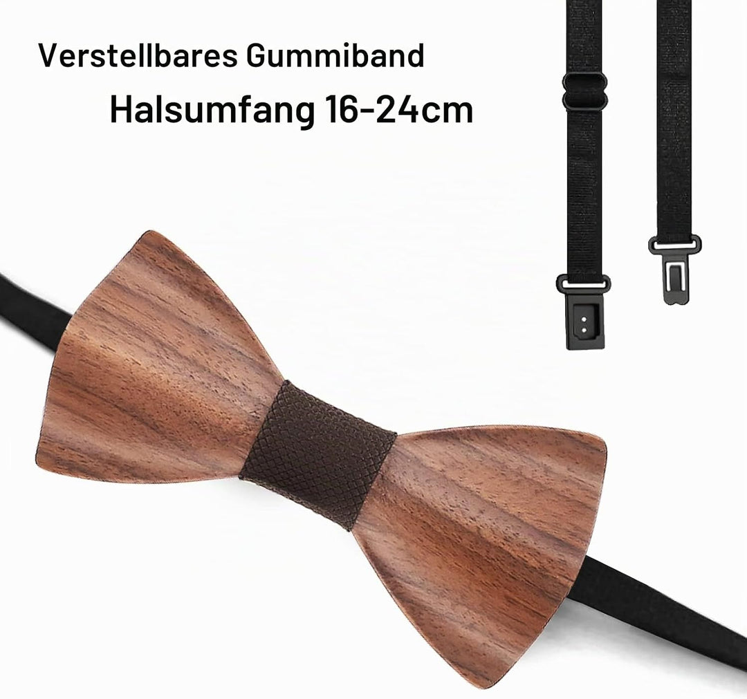 Mr.Van Hölz Fliege Herren Klassische, Holzfliege Set Handgearbeitete Natürliche Hölzerne Krawatte fü