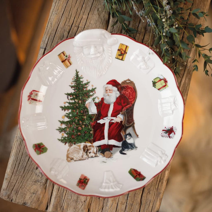 Villeroy & Boch 14-8332-3614 Gebäckteller, Porzellan, Weiss/Bunt Schale mit Santa Relief Klein Weiss