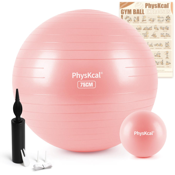 PhysKcal Gymnastikball und 23 cm Pilatesball Set, Anti Burst Gymnastikball, Anti-Rutsch-Sitzball, Ba